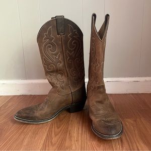 Justin Buck Bay Apache Western Brown Leather Cowboy Boots / Men’s US 7.5 Wide